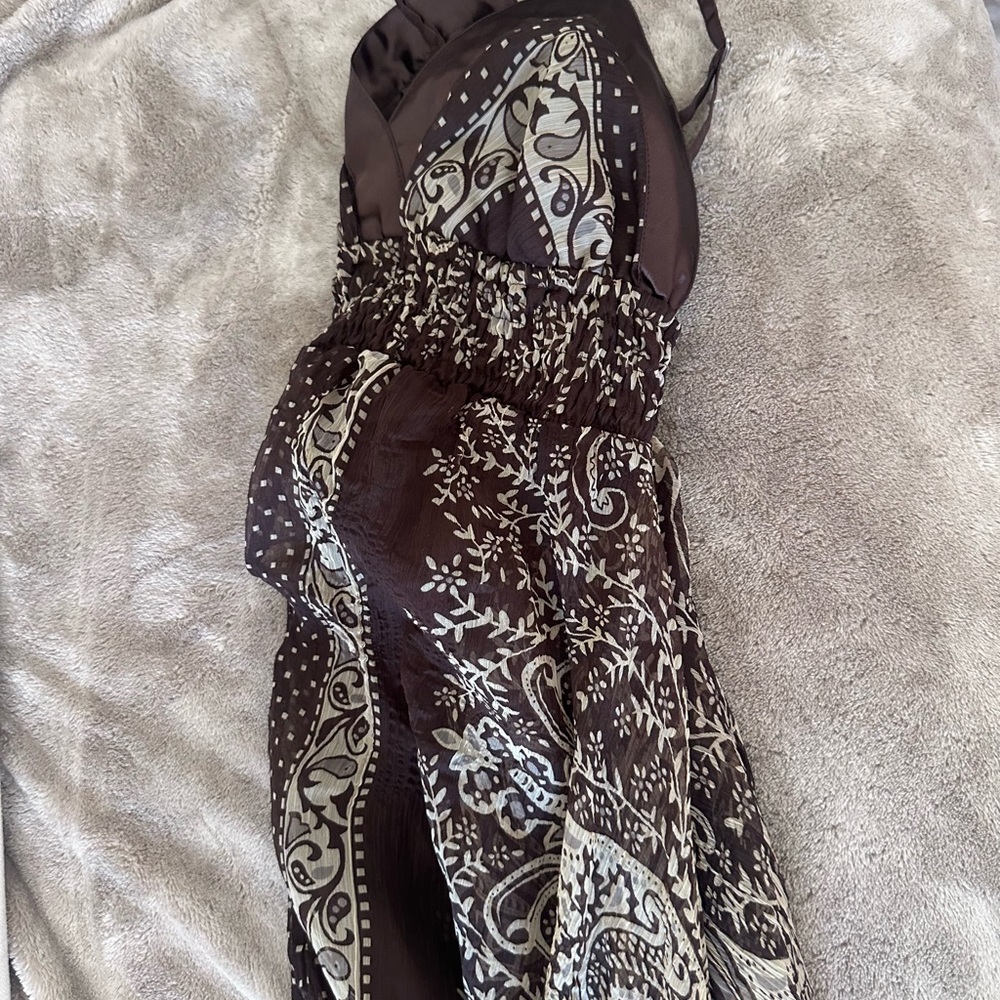 Brown and cream paisley Tuscan boho layered fairy dress